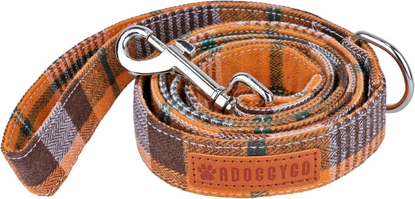 ADOGGYGO Fall Dog Leash, Orange Plaid Thanksgiving Leash for Dog, 5FTx1''