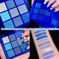 Go Ho 9 Colors Blue Eyeshadow Palette,Glitter Powder Makeup Palette