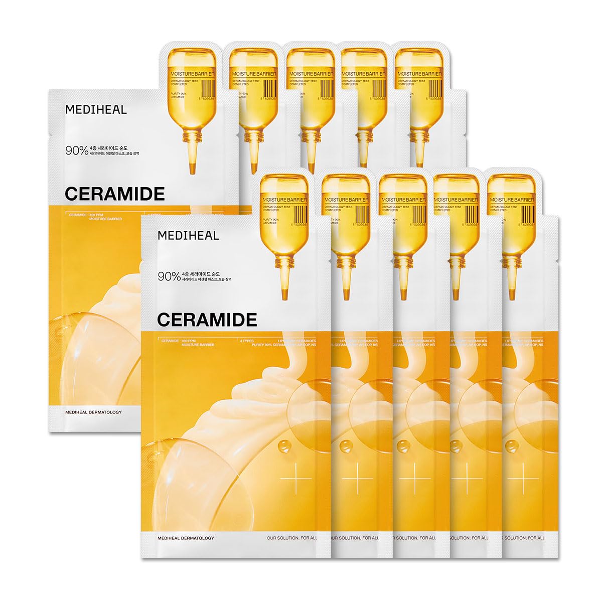 MEDIHEAL Essential Face Mask [Collagen] 10 pcs. for Plumping Hydration, Glass Skin & Skin Nourishment - Travel Essentials, Korean Beauty Sheet Mask