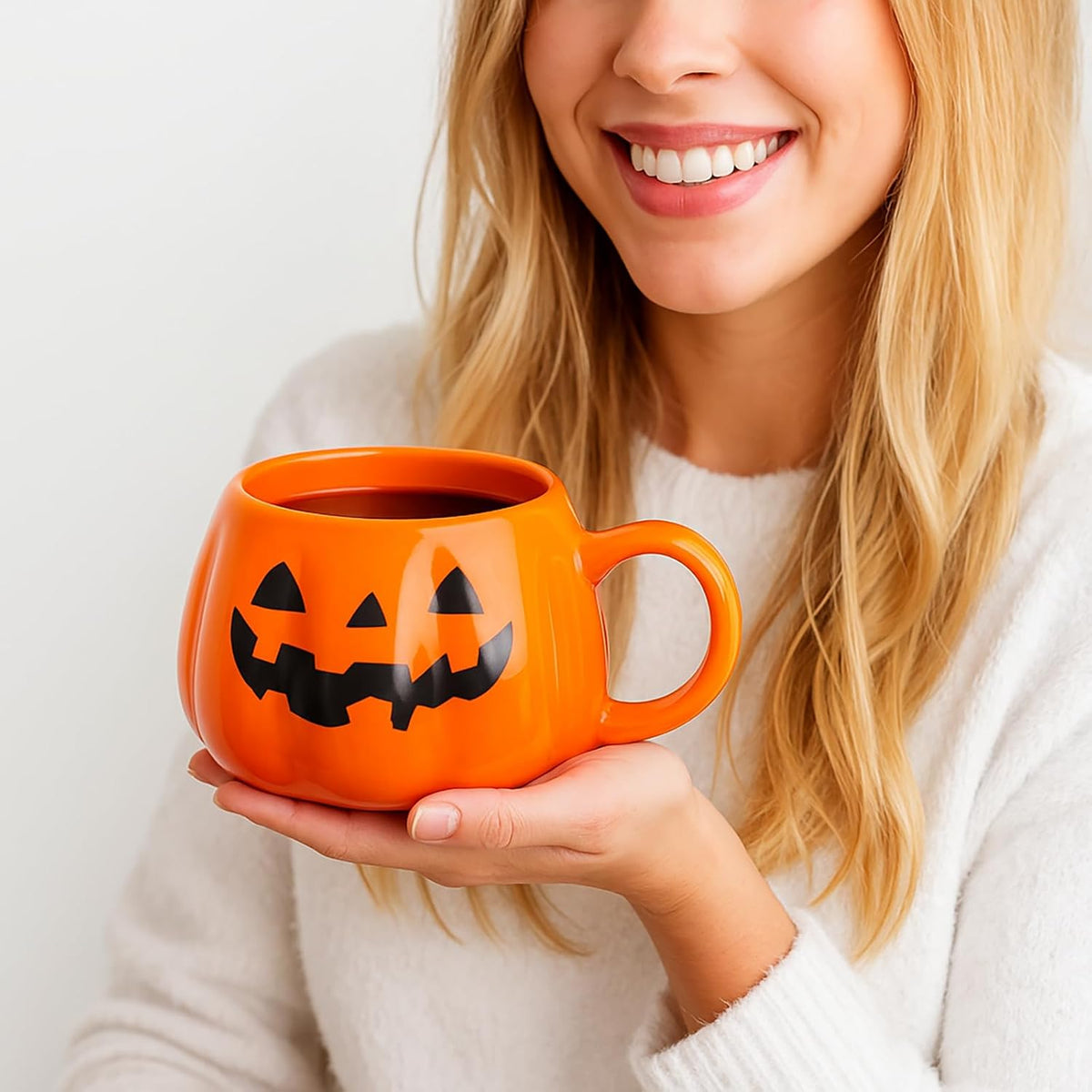 Halloween Cute Pumpkin Mug, Pumpkin Shaped Mug Decorations, Cute Halloween Cup 12 Ounce