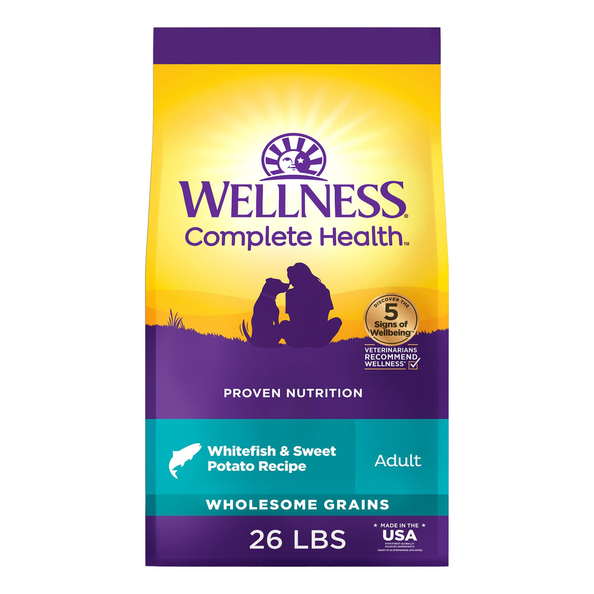Wellness Complete Health Adult Dry Dog Food, Wholesome Grain Kibble, Natural, Chicken and Oatmeal Recipe, 30 lb Bag