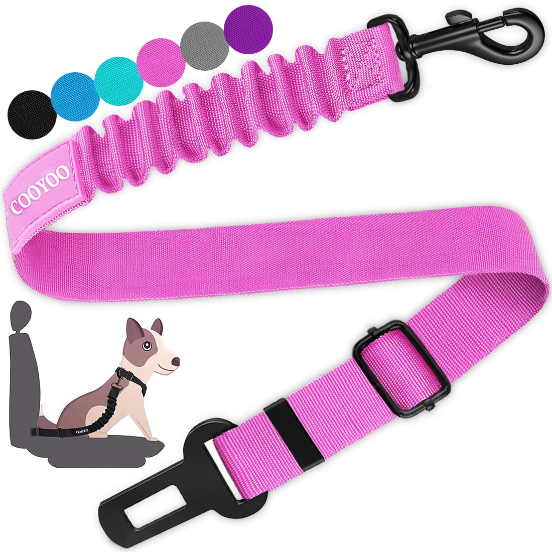 COOYOO Dog Seat Belt,3 Piece Set Retractable Dog Car Harness Adjustable Dog Seat Belt for Vehicle Nylon Pet Safety Seat Belts Heavy Duty & Elastic