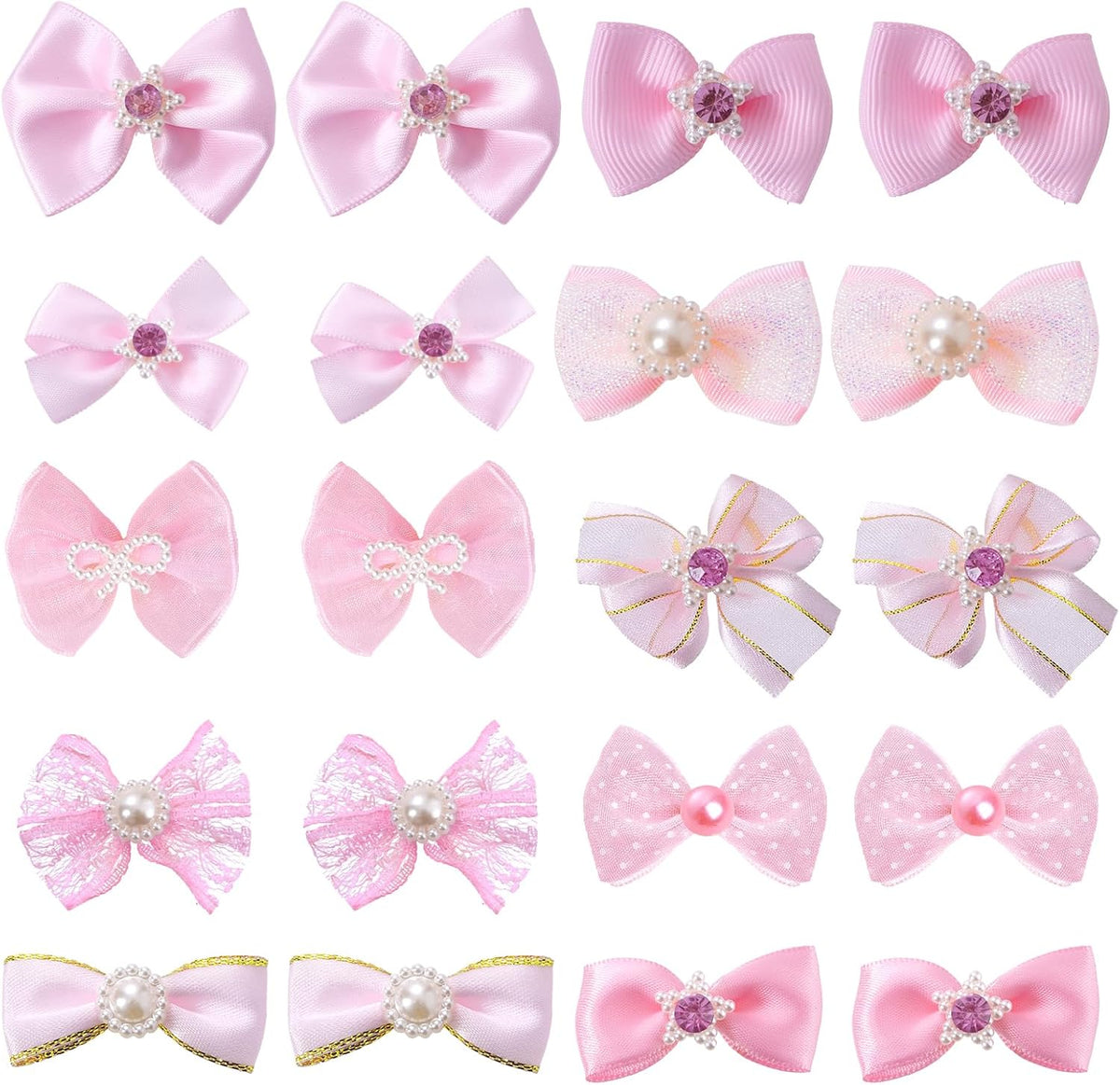 20PCS Cute Dog Hair Bows with Rubber Bands Handmade Mix Style for Puppy