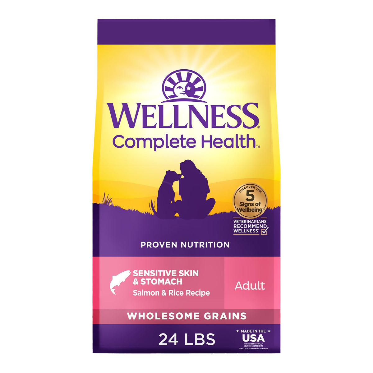 Wellness Complete Health Adult Dry Dog Food, Wholesome Grain Kibble, Natural, Chicken and Oatmeal Recipe, 30 lb Bag