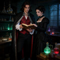 L'VOW Gothic Vampire Cape with Stand-Up Collar Medieval Red Lined Cloak