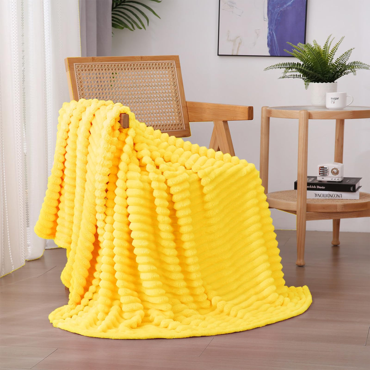 Burnt Orange Fleece Throw Blanket 50”×60” for Couch Sofa Livingroom