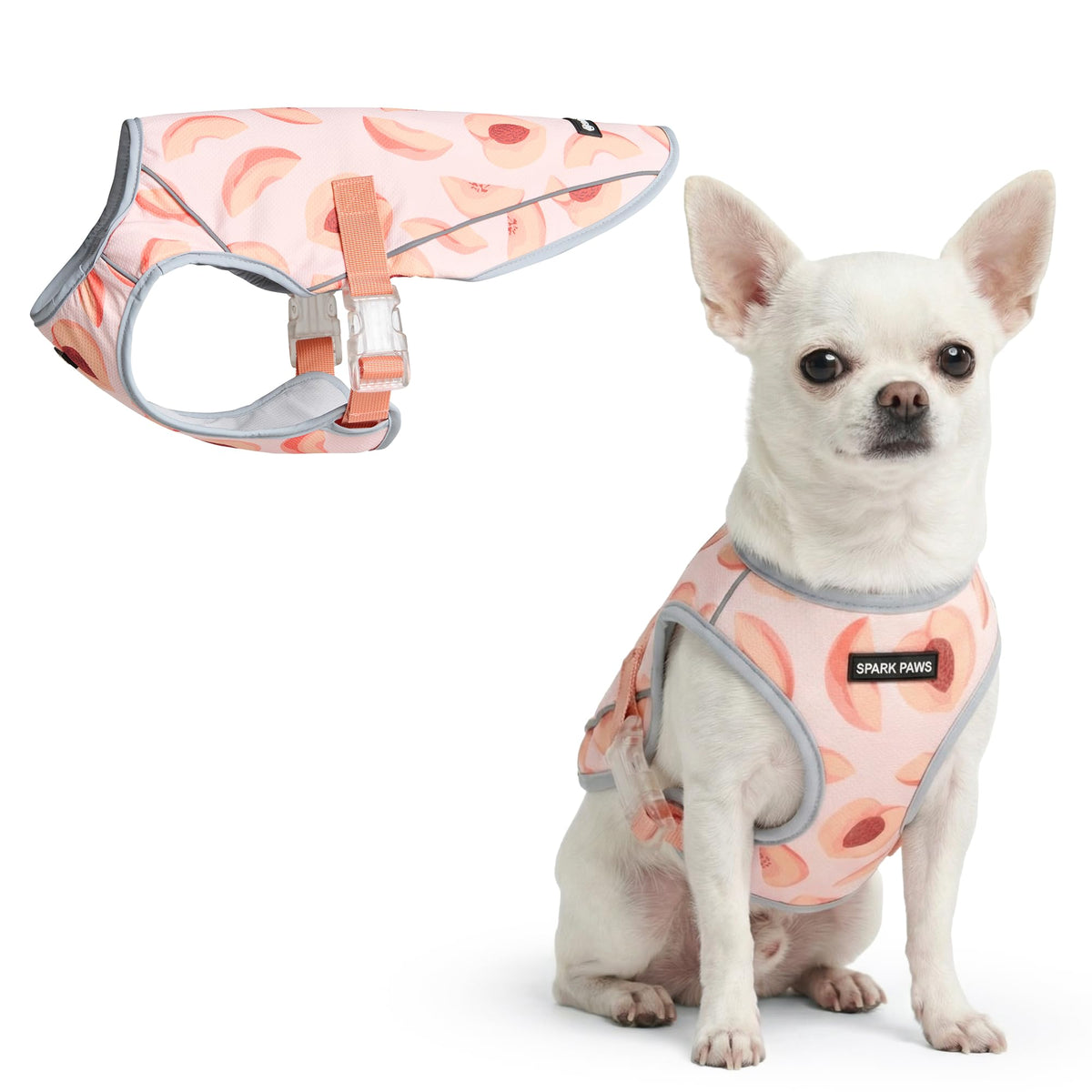Spark Paws Dog Cooling Vest - SPF 50 UV Sun Protection - Summer Heat Relief Gear for Dogs, Lightweight, Evaporative Cooling - Dog Anxiety Relief Vest During Hot Days - Snowcone, XL
