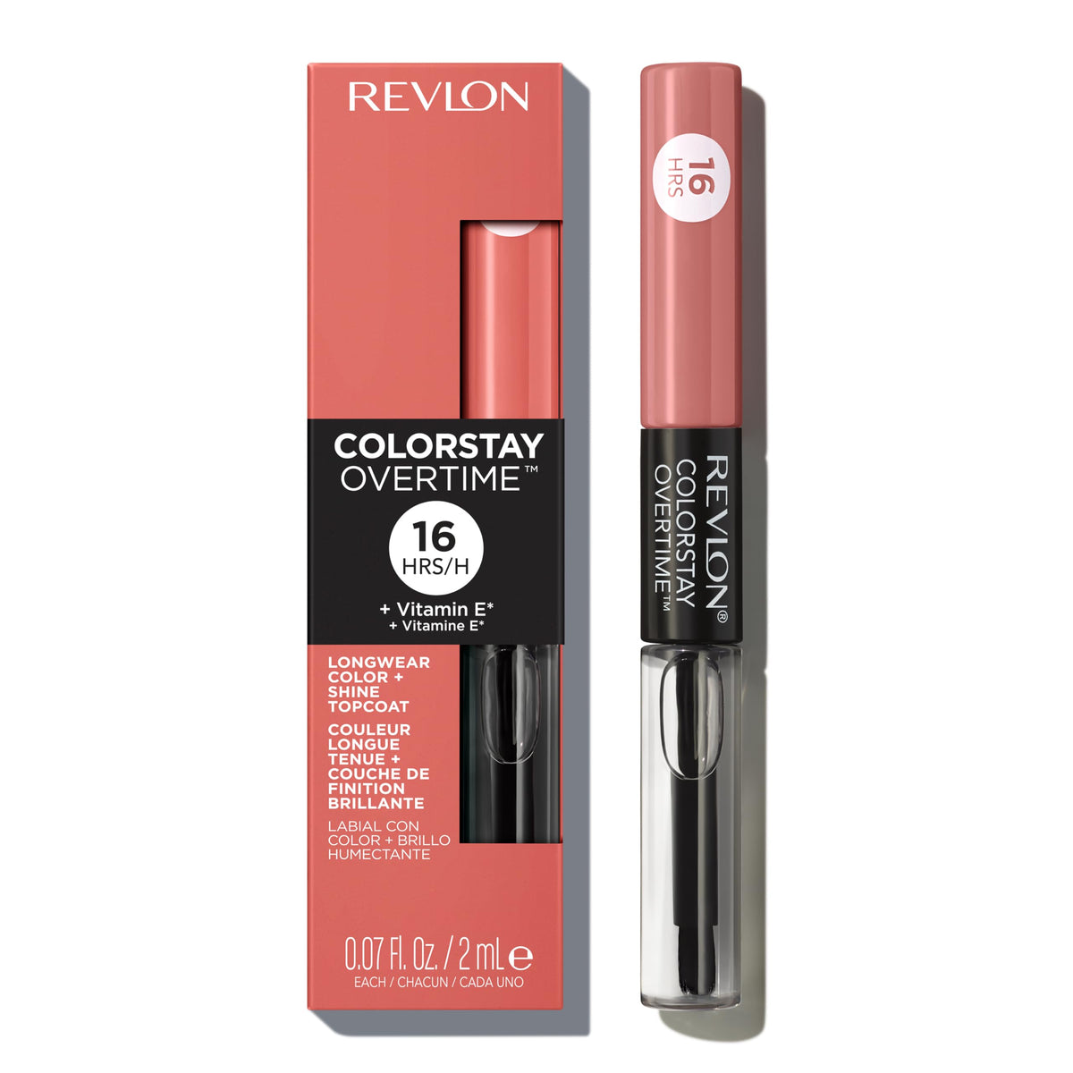 Revlon ColorStay Overtime Liquid Lipstick with Clear Lip Gloss, Long-Lasting Lip Color, Dual Ended with Moisturizing Vitamin E, 005 Infinite Raspberry, 0.07 fl oz