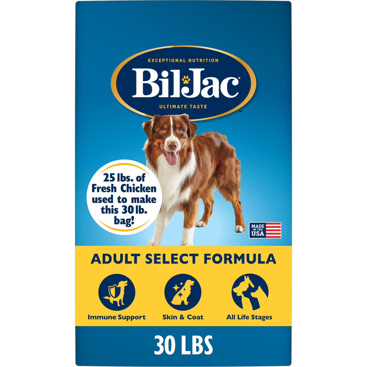 Bil-Jac Adult Select Dry Dog Food | Fresh Chicken Recipe | 6 lb Bag | Probiotics for Everyday Immune System Support, 5 lbs Fresh Chicken per Bag, Easy-to-Chew Slow-Cooked Bites
