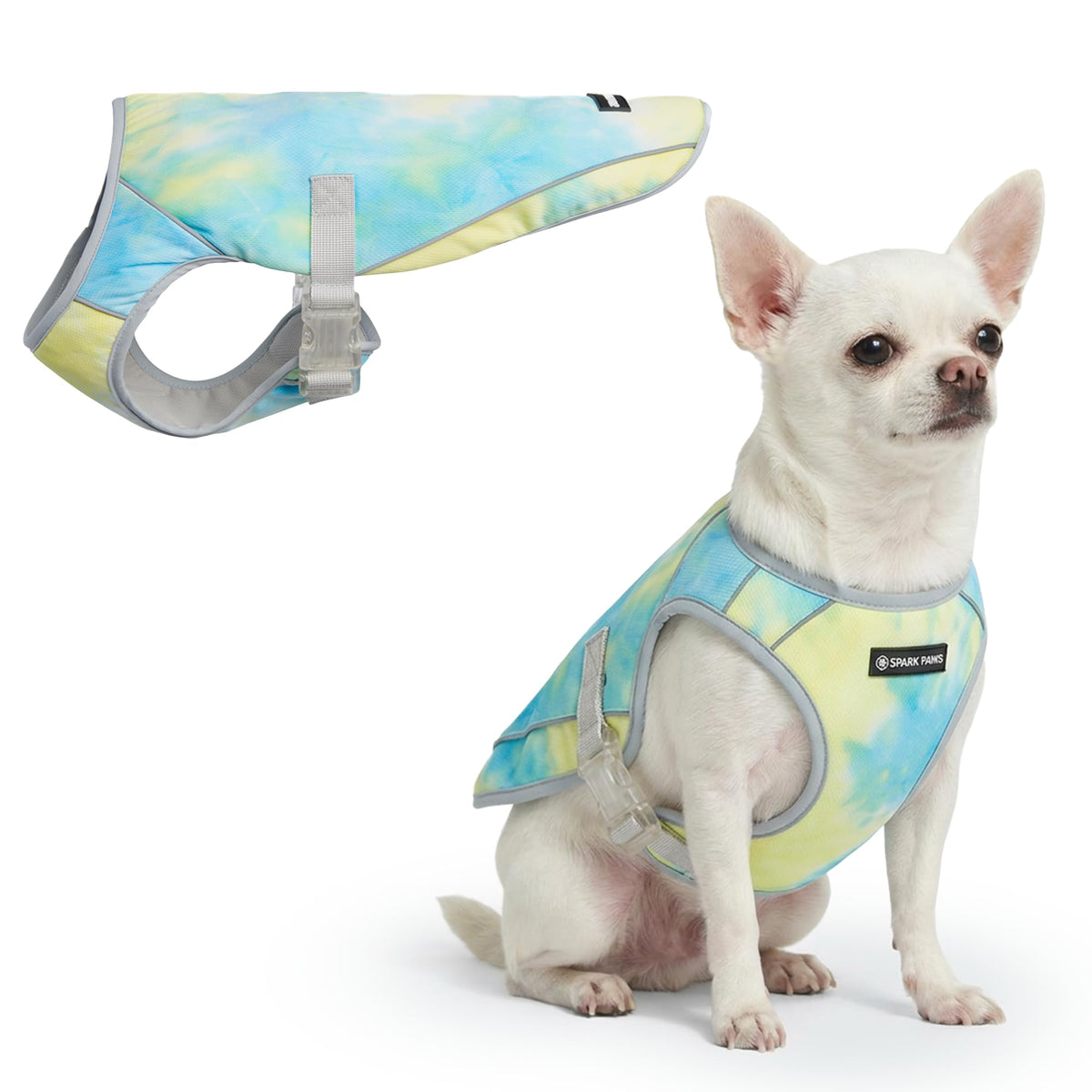 Spark Paws Dog Cooling Vest - SPF 50 UV Sun Protection - Summer Heat Relief Gear for Dogs, Lightweight, Evaporative Cooling - Dog Anxiety Relief Vest During Hot Days - Snowcone, XL
