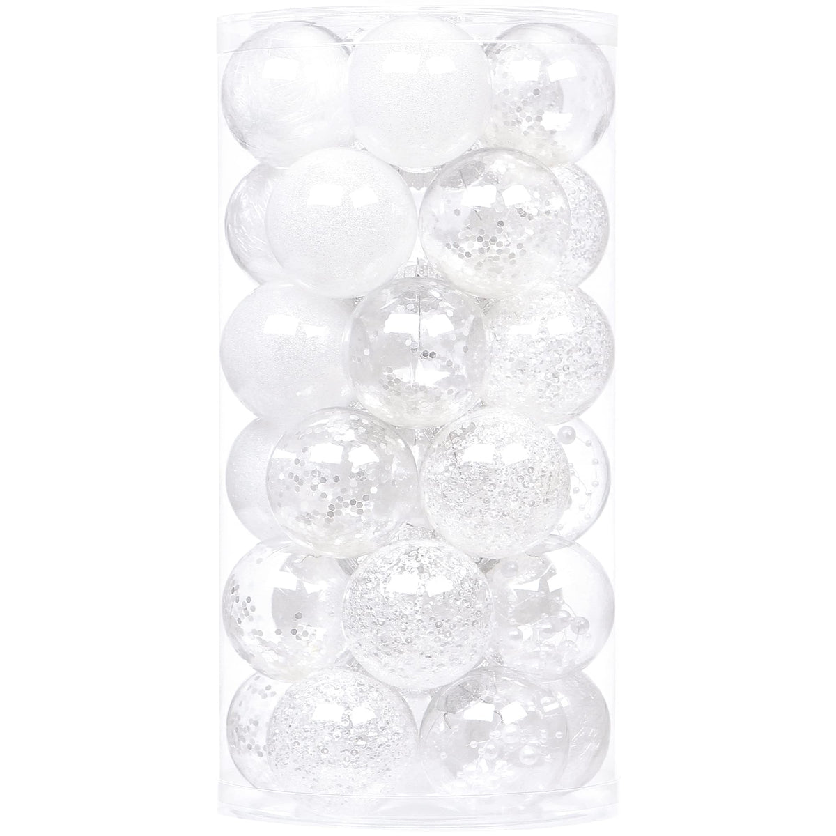 Sea Team 30-Pack Clear Christmas Ball Ornaments with Fillers, Champagne