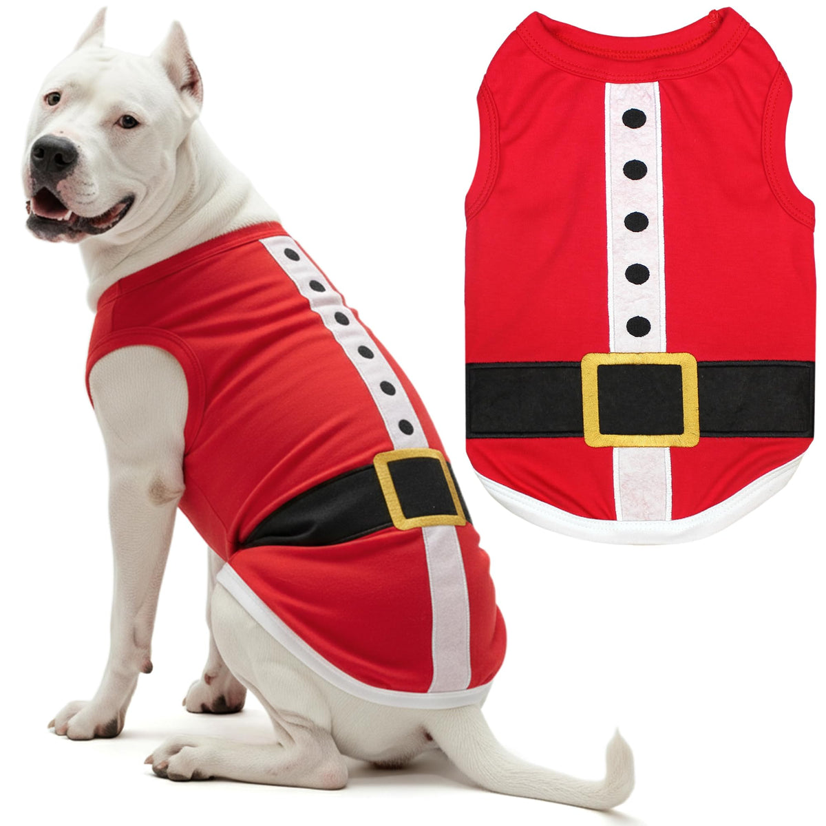 Parisian Pet Dog Tshirt - Embroidered “ Sorry Santa I Ate Your Cookies “ Dog Shirt - Lightweight Cotton Pet Christmas Outfit - Sleeveless Christmas Puppy Clothes - Shirts for Small Dogs - XXS