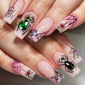 48Pcs Halloween Press on Nails Ghost Stick on Fingernails Monster Short Square False Nails Glossy Black Spider Web Acrylic Fake Nail Skull Gel Glue on Nail for Coquette Women Girls