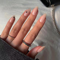 Halloween Press on Nails Medium Almond MABKJLF Fake Nails Glow in The Dark Full Cover Nightmare Christmas False Nails Glossy Glue on Nails Artificial Acrylic Nails for Women Girls 24 Pcs