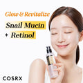 COSRX Snail 96% Mucin Power Essence 2ea & Retinol 0.1% Cream Mini Sample 1ea, Glass Skin Starter Set, Amazon Exclusive, Daily Hydrating & Firming Korean Skin Care Kit, Gift Set