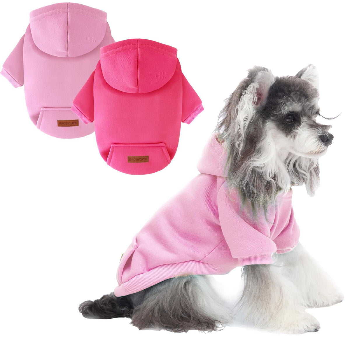 2 Pack Dog Hoodie Warm Hood Dog Sweater Cold Weather Small Dogs Sweatshirt Comfort Pet Clothes for Small Medium Dogs with Pockets Cats Chihuahua Clothes for Male Female Girl Boy Sporty Daily Wear