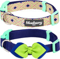 Blueberry Pet Pack of 2 Multiple Patterns Mix and Match Stunning Diamonds Adjustable Dog Collar with Detachable Green Bow Tie, Small, Neck 12"-16"