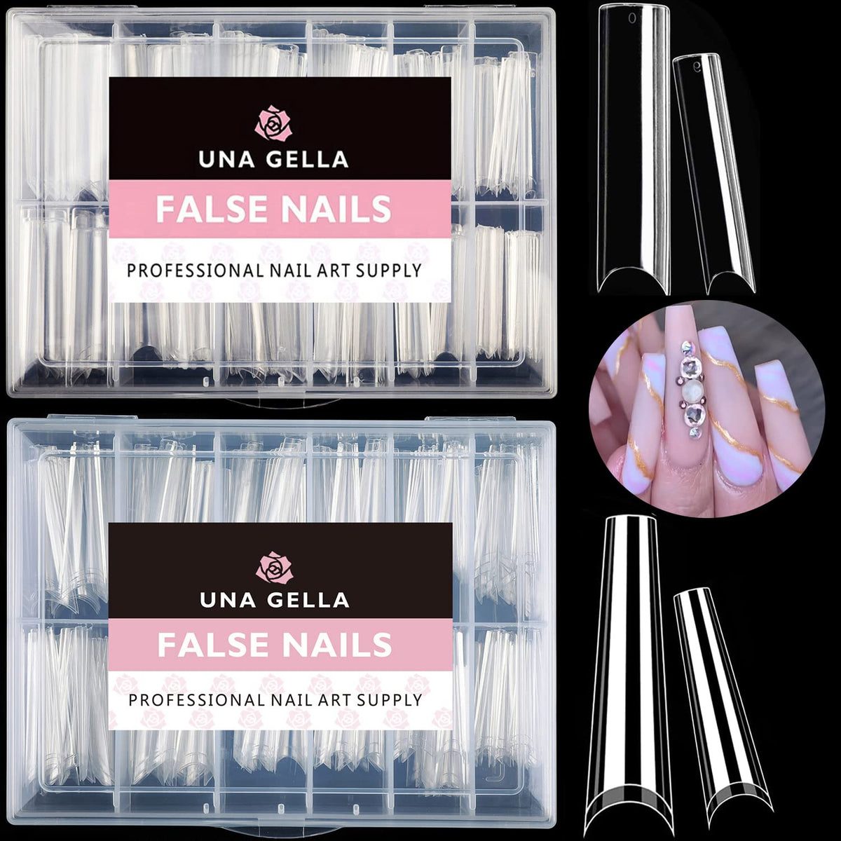 UNA GELLA French Toe Nail Press Ons, Pre-Etched 15 Sizes Sharp Square Berry Pink 180Pcs Press On Toenails False Toes Soft Gel Square Full Cover Fake Toenails for Nail Extensions DIY Salon Pedicure