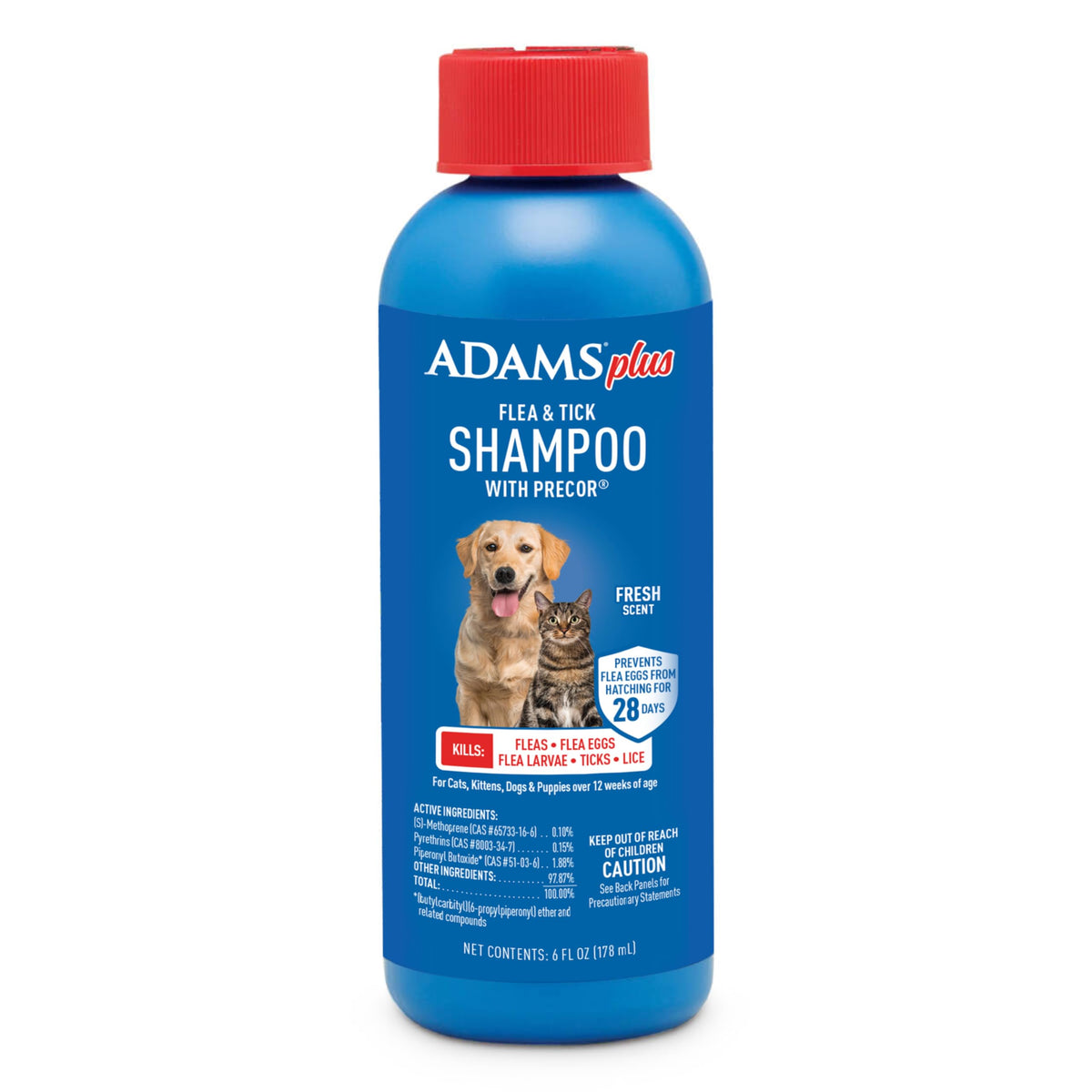 ADAMS Plus Flea & Tick Shampoo with Precor for Dogs & Cats, 24 oz | Flea shampoo for dogs and cats kills flea eggs and lice on contact, helps stop hatching for 28 days
