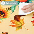 Rectangle Waterproof Vinyl Table Cloth, Wipeable Tablecloth with Flannel Backing, Plastic Table Cover for Fall, Thanksgiving (Pumpkin, 52" x 70")
