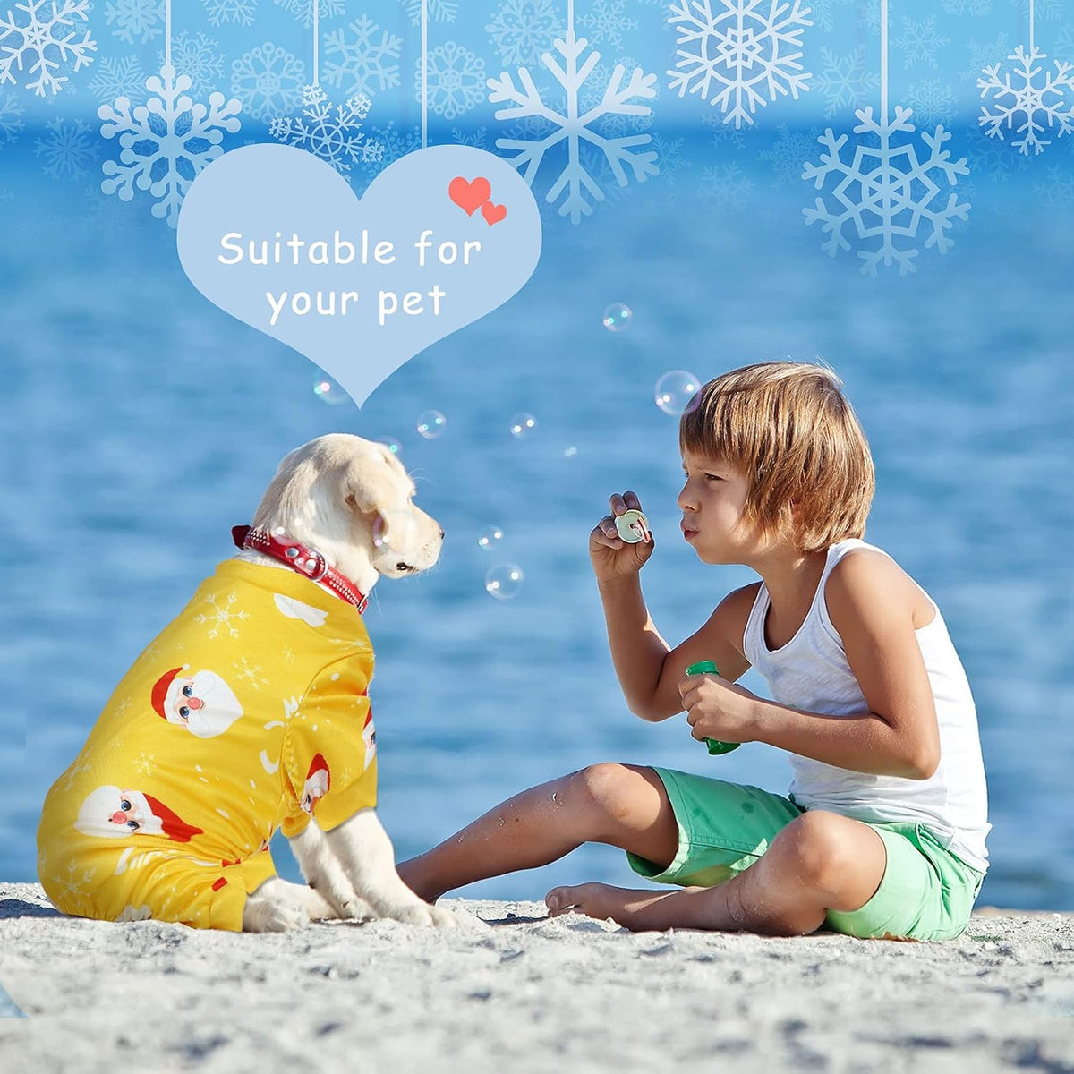 Frienda 3 Pcs Christmas Dog Pajamas,Snowman Pattern,L (fit 7.7-9.9lbs)