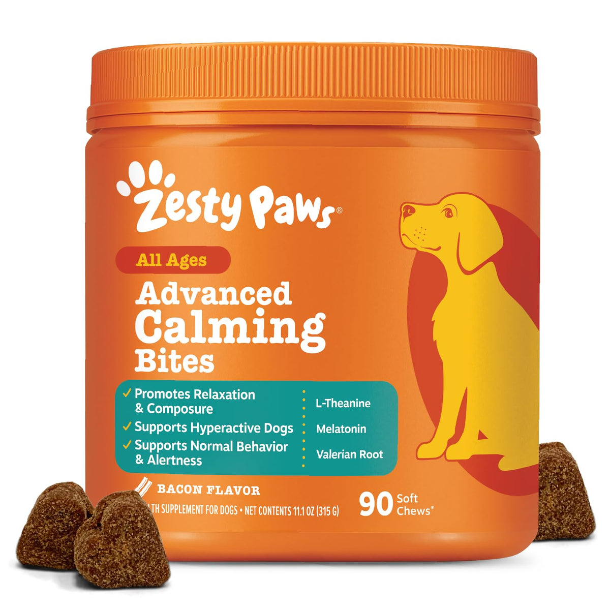 Zesty Paws Calming Chews for Dogs Composure & Relaxation for Everyday Stress & Separation Peanut Butter 90 Count