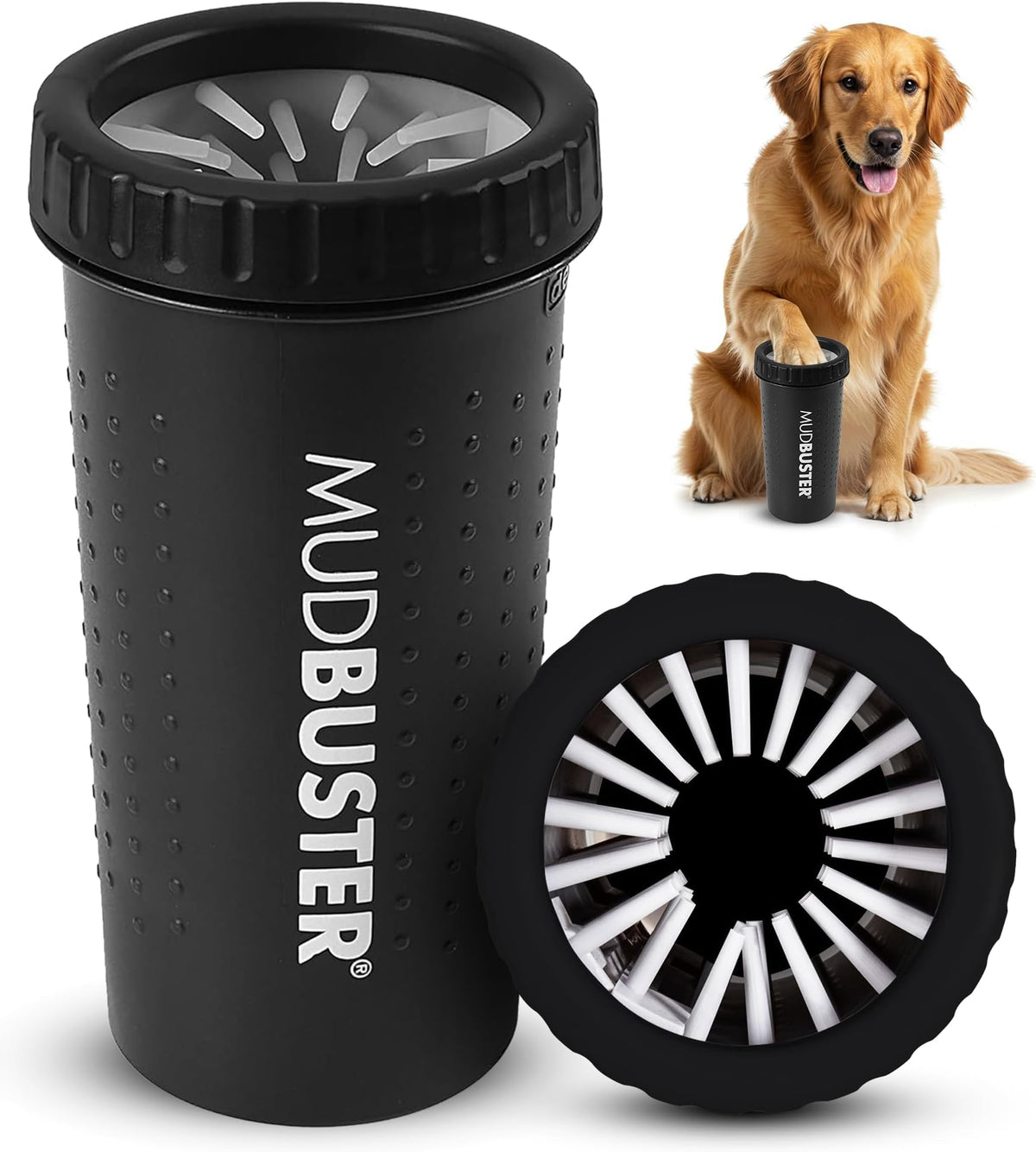 Dexas MudBuster Medium Dog Paw Cleaner, Fuchsia, Fits 1.5"-2.5" Wide Paws, Gentle Silicone Bristles for Quick, Easy Cleaning