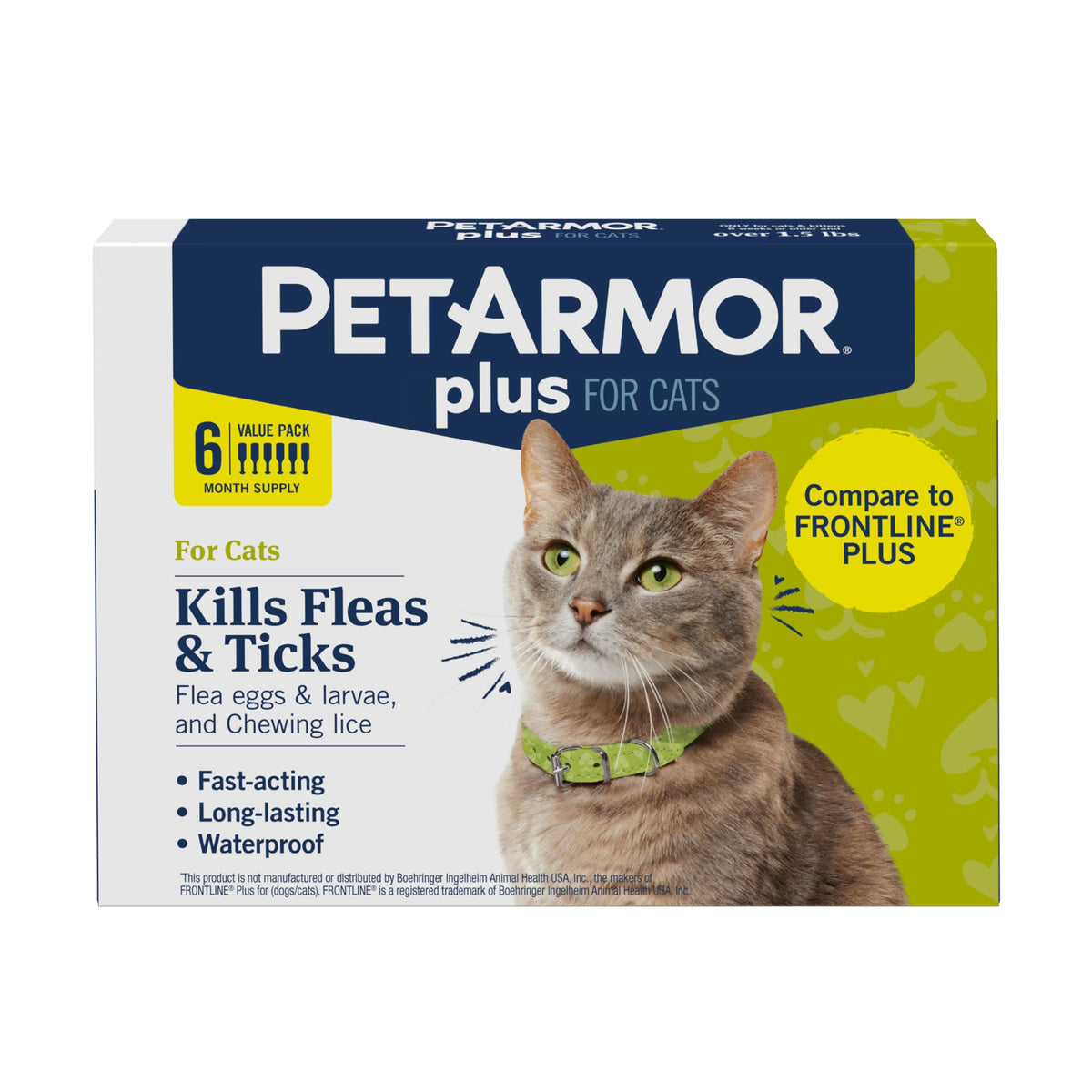 PetArmor Plus Flea & Tick Topical Dogs 45-88 lbs, 6-Month | Ideal for Large Dogs 45-88 lbs; Kills Fleas, Eggs, Larvae, Ticks & Lice; 6-month supply; Waterproof Nose-to-Tail