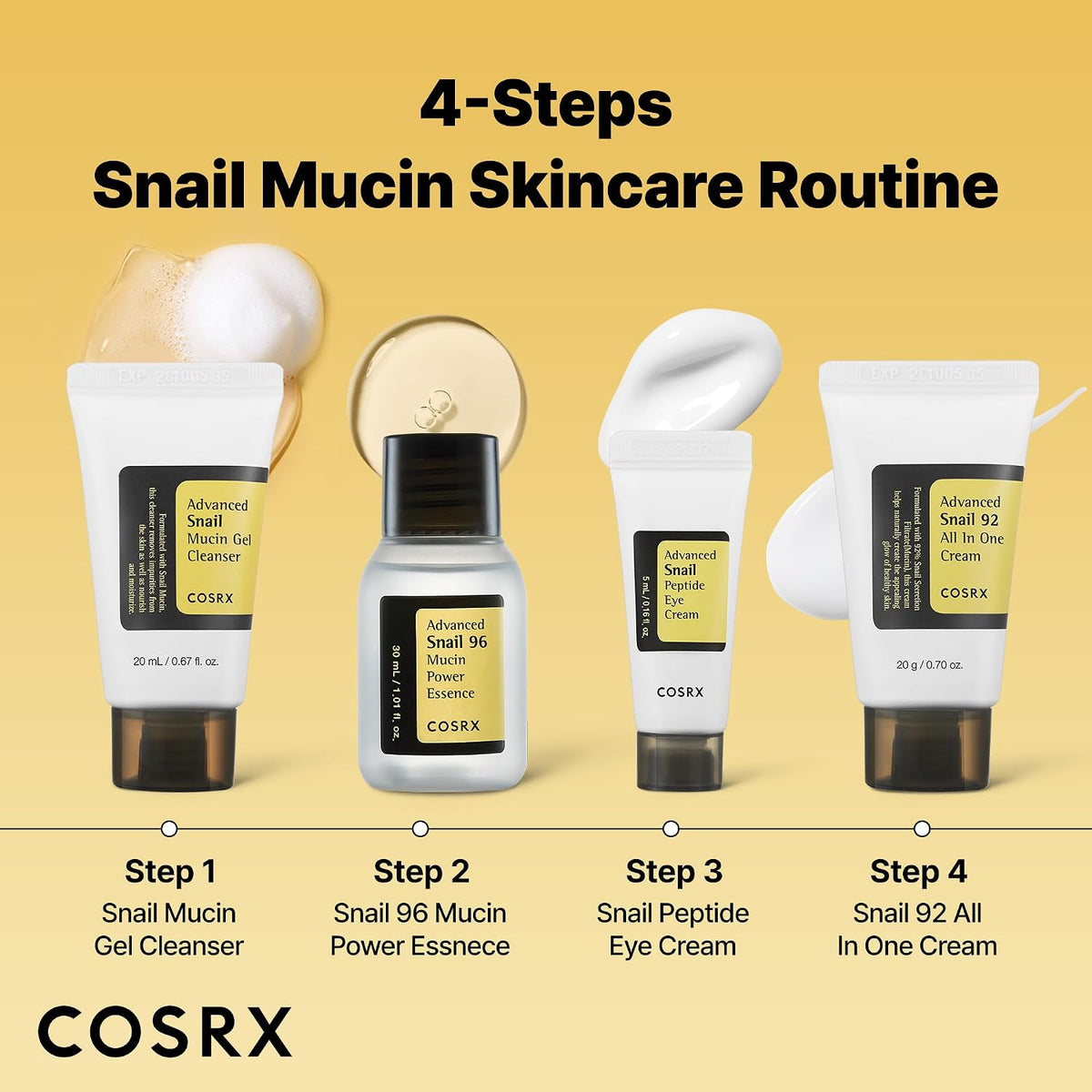 COSRX All About Snail Mucin Korean Skin Care Set, Mini Travel Essentials