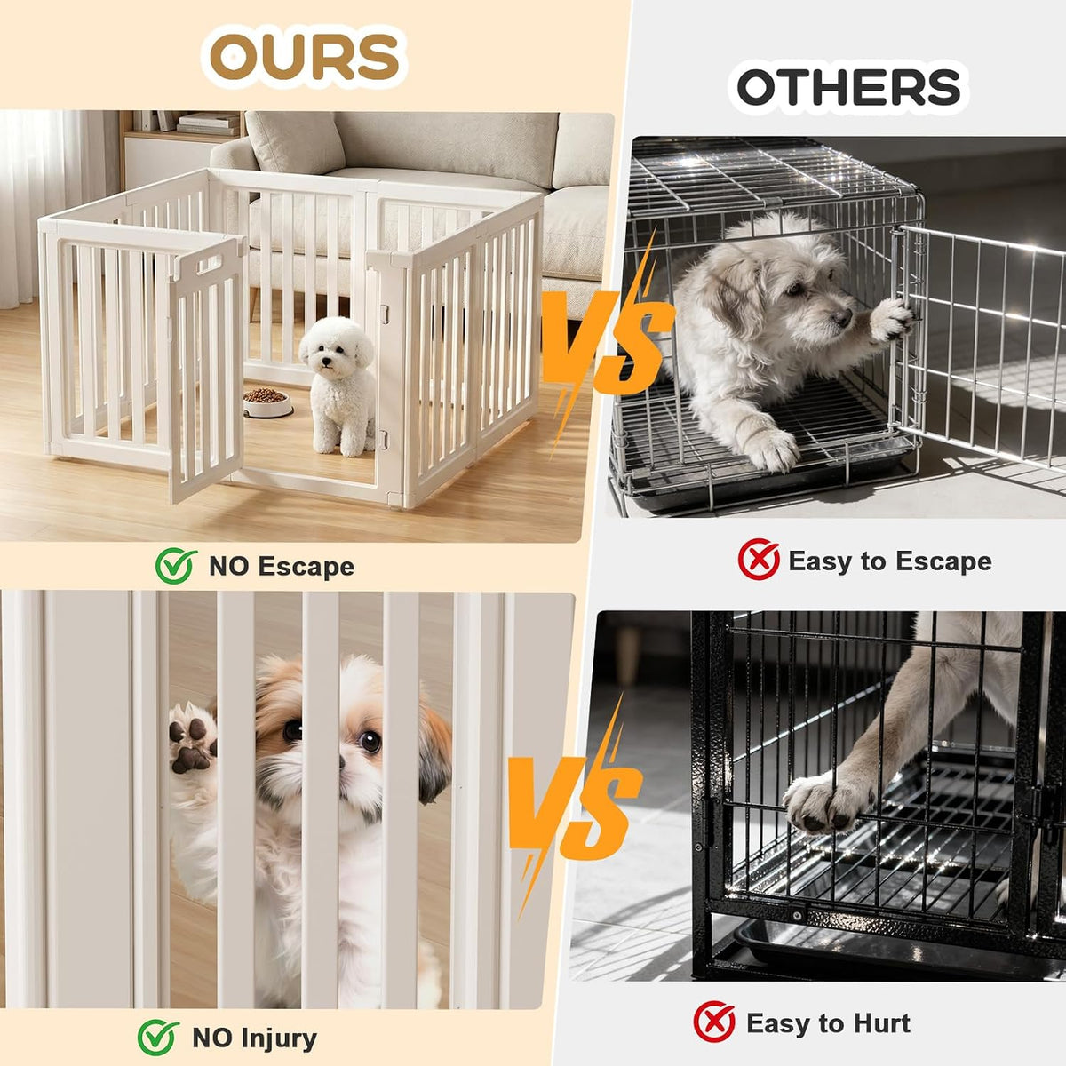 Dog Playpen, Clear Dog Pen, Dog Pen Indoor, Easy to Install and Remove Dog Play Pen, Puppy Playpen Suitable for Dogs, Cats,Dog Playpen Indoor (White, 23.6 inch Height, 8 Panels)
