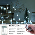 Christmas Snowflake Lights, 20ft 40LED 8 Modes & Timer Battery Operated Fairy Lights for Indoor/Outdoor Holiday Party Decorations (White)
