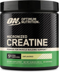 Optimum Nutrition Creatine, Micronized Creatine Monohydrate Powder, Supports Strength & Recovery, Banned Substance Tested, Unflavored, 5g per Serving, 60 Servings
