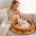Donut Cat Bed, 21in Calming Small Dog Bed, Washable