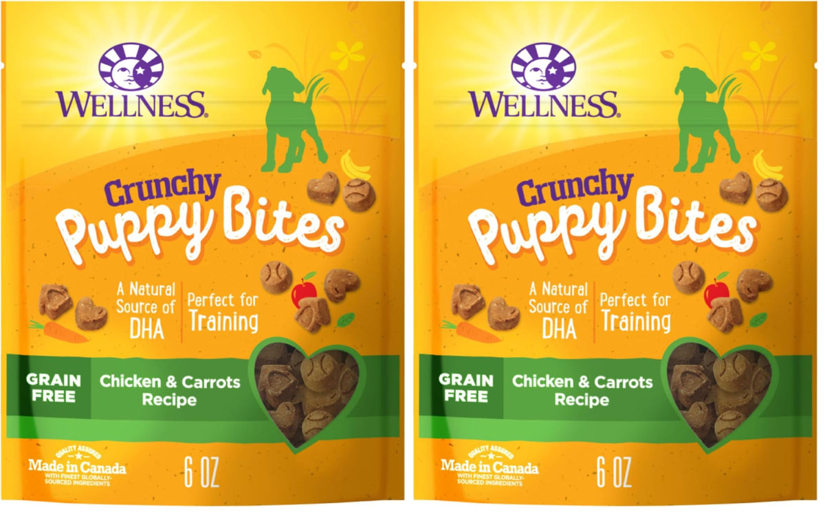 Wellness Soft Puppy Bites Dog Training Treats, Natural, Grain Free, Lamb and Salmon Recipe, 8 oz Bag