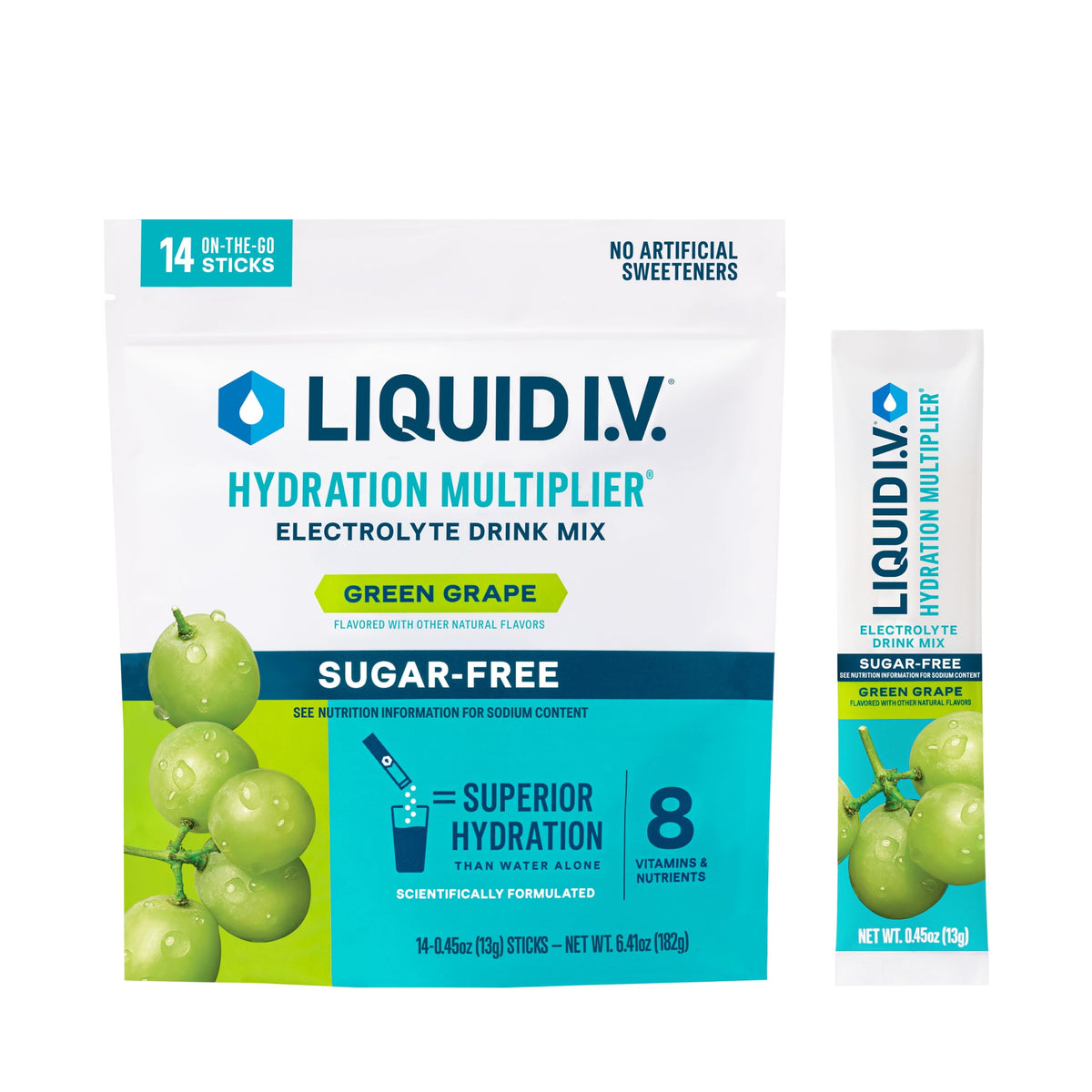 Liquid I.V. Hydration Multiplier Sugar-Free - Lemon Lime | Electrolyte Powder Drink Mix | 1 Pack (14 Servings)