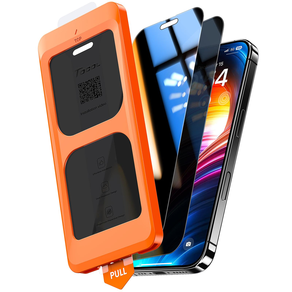 TOCOL for iPhone 15 Pro Screen Protector, Easy Installation