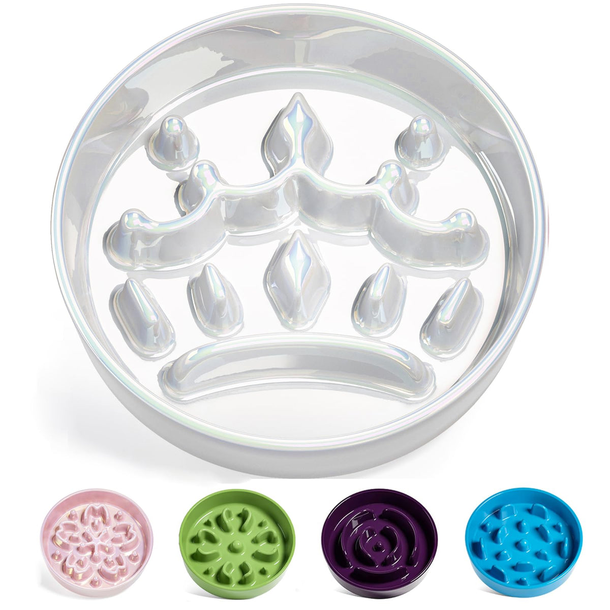 LE TAUCI Dog Bowls Slow Feeder Ceramic, 1.5 Cup Slow Feeding Bowl for Small and Medium Breed, Puzzle Dog Food Bowl for Fast Eater, Maze Purple