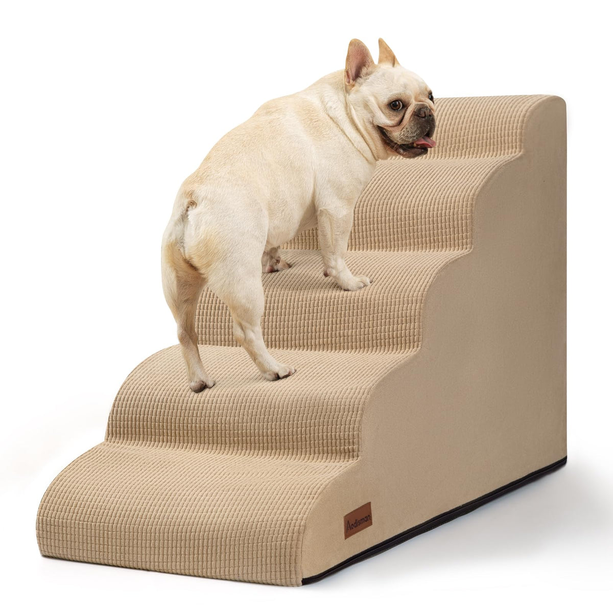Aodisman Dog Stairs for Small Dogs and Cats,3-Step Pet Ramp for Bed & Couch | 15.7" H Non-Slip Sturdy Dog Steps with Curved Ramp for Senior,Short-Legged Dogs,Puppy and Cats to Reach Sofa or Chair,Grey