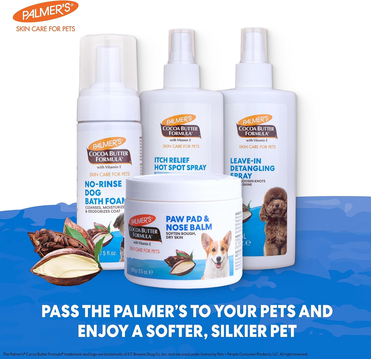 Palmer's for Pets Cocoa Butter Paw Pad and Nose Balm for Dogs, Fragrance Free Dog Skin Soother with Vitamin E for Dry Paws and Noses, Plant Based Formula, 3.5 Oz