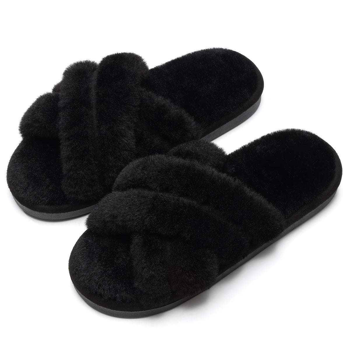 Evshine Memory Foam Fuzzy House Slippers for Women
