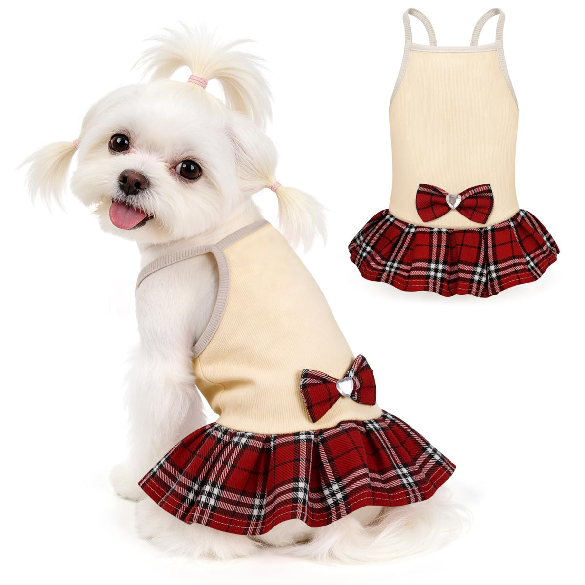 YUDODO Pet Dog Dress for Small Dogs Girl, Pet Summer Clothes with Bowtie | Soft, Stretchy, Breathable, Sleeveless, Cute Princess Pet Dress, For Yorkie Chihuahua Maltese, Purple, S
