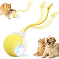 Smart Interactive Automatic Electric Rolling Moving Rechargeable Motion Activated Self Play Electronic Stimulation Chase Teaser Ball Toy with Rope for Indoor Bored Adult Cat and Dog, Red