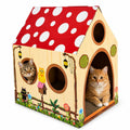 Cinrobiye Cardboard Cat House with Scratcher, Gothic Halloween Cat Scratcher Box with 2 Corrugated Scratch Pads, Open Top Indoor Cat Hideaway Bed for Cats and Kittens