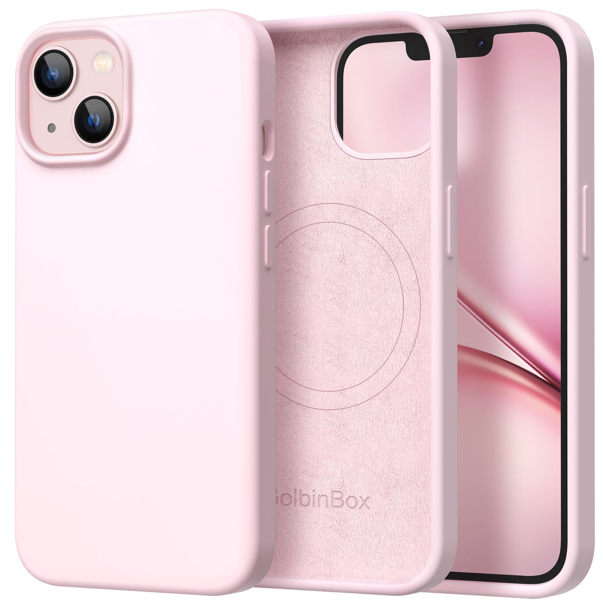 GolbinBox Magnetic for iPhone 16 Pro Max Case, Silicone Cover, Chalk Pink