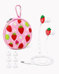 Teens Wired Earbuds with Case, 3.5mm Headphones for School,Berry Bows