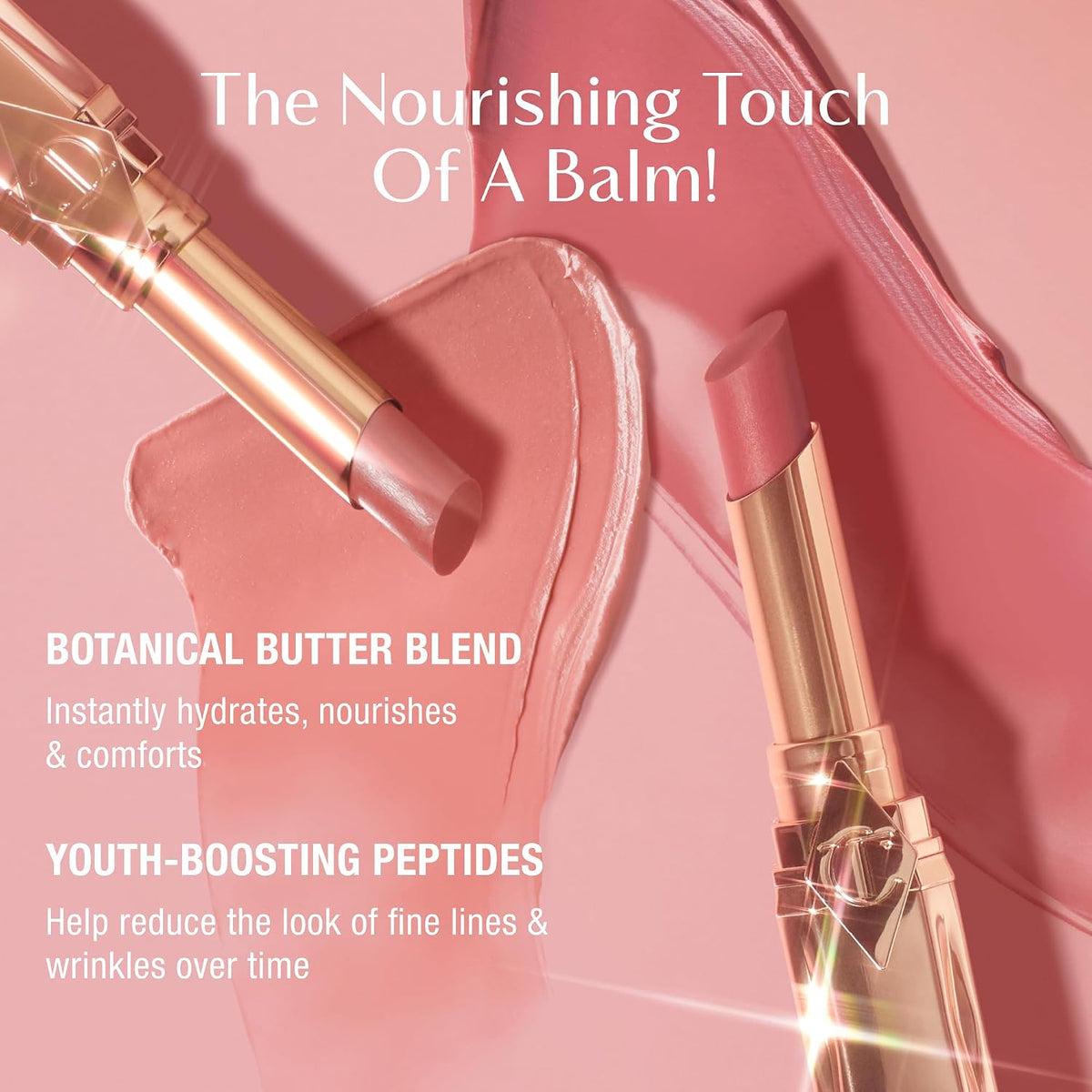 Charlotte Tilbury Pillow Talk Blush Balm Lip Tint - Long-Lasting, Buildable Sheer Tint with Peptides for Hydrated, Blushed Looking Lips - 24 HR Hydration