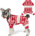 KYEESE Dog Christmas Pajamas for Small Dog Velvet Onesie with Red Snowflake