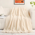 Puncuntex Burnt Orange Throw Blanket 50"×60" Fuzzy 3D Jacquard Decorative