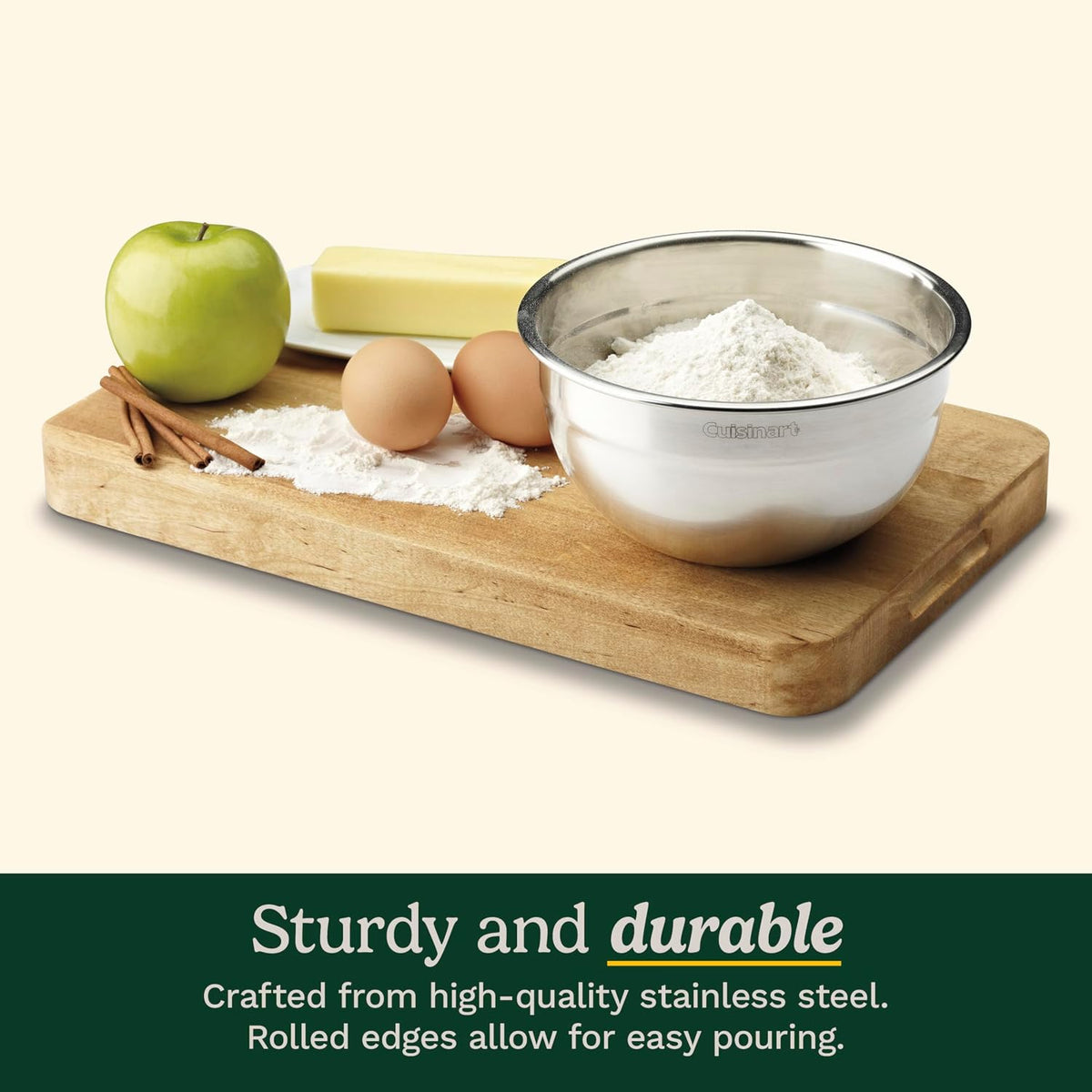 Cuisinart Mixing Bowl Set, Nesting Bowls, Stainless Steel, 3-Piece