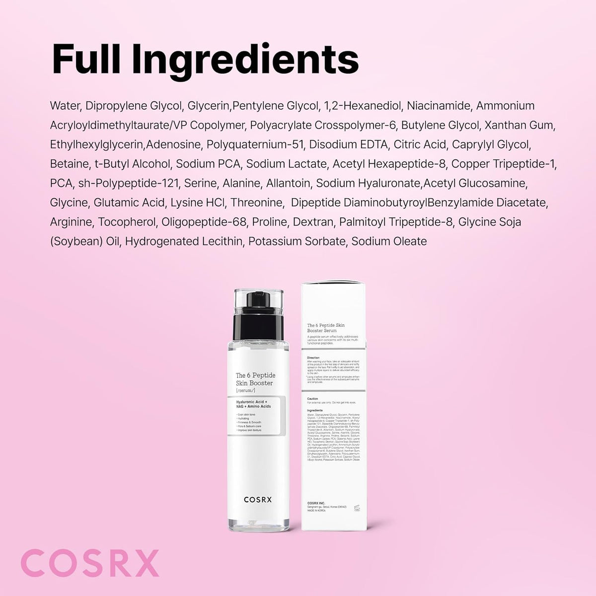 COSRX 6X Peptide Collagen Skin Booster Toner Serum for Dull & Uneven Skin, Preps Skin with Copper Peptides, GHK-Cu, Skin Renewal Boosting Facial Essence, Korean Skin Care, 5.07 oz